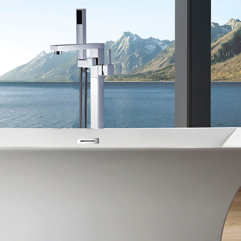 Robinet de baignoire autoportant moderne avec douche à main - construction, améliore la corrosion agréable de plaisir, 37,89 po Profondeur pour plus de confort