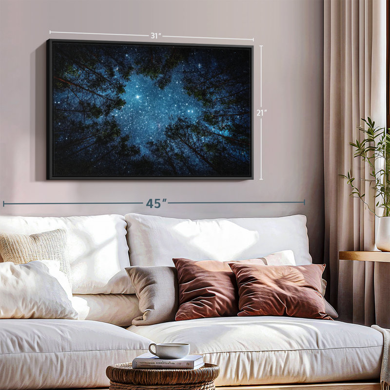 Astronomie et espace «Forest At Night», reproduction sur toile, H 21 po x l 31 po