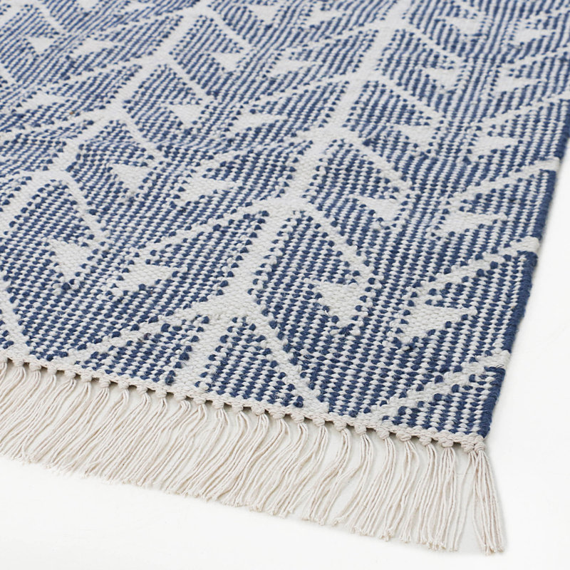 Up And Down Geometric Area Rug in Blue/White, Rectangle 10' x 14'