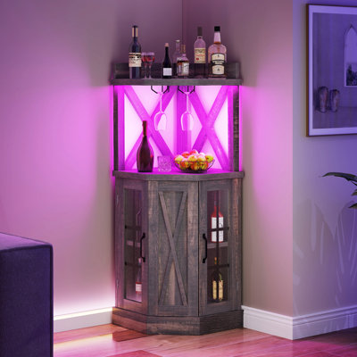 Armoire Bar Café Industrielle - 74x92x35cm Avec Portes Vitrées