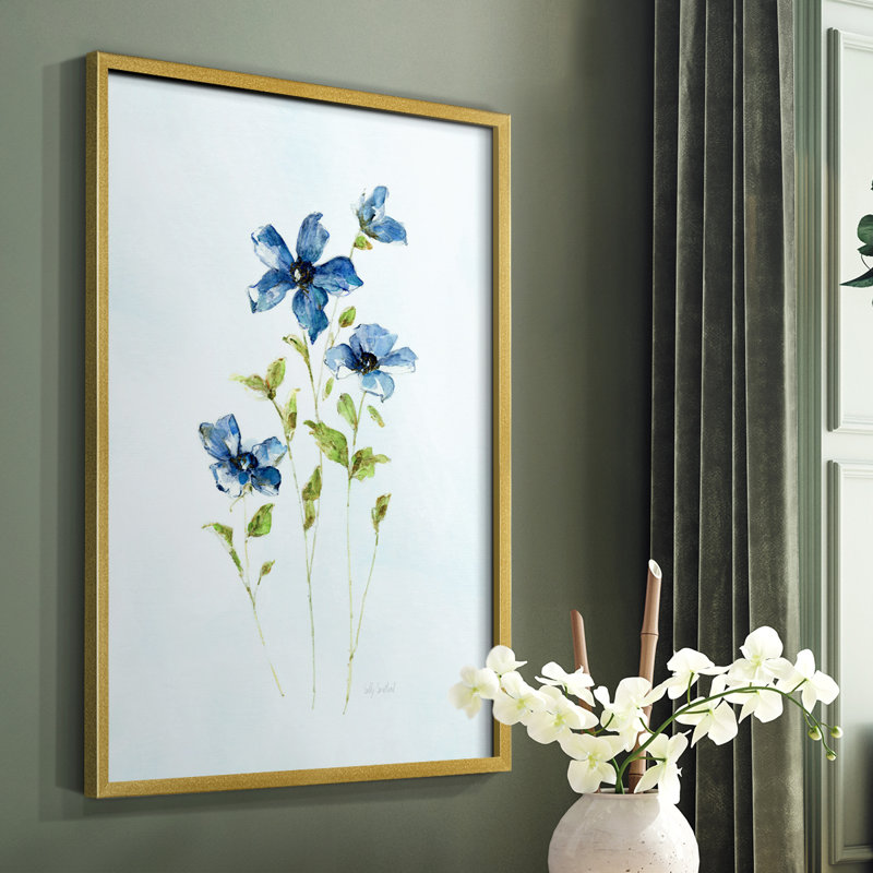 «Blue Wonders II», reproduction encadrée - bois massif, Or, H 28 po x l 22 po