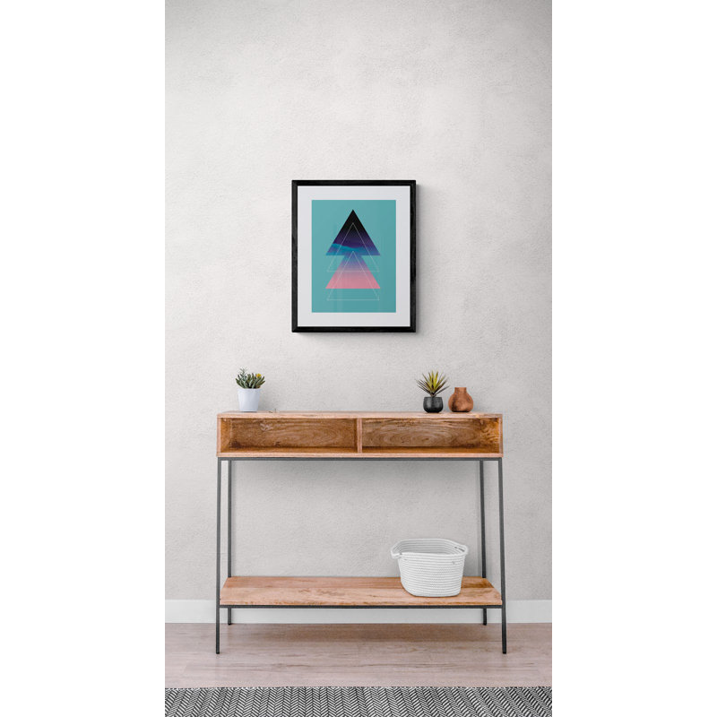 Triangles Blue Mountain Print by Angel Estevez, Black Framed Canvas, 32" H x 24" W