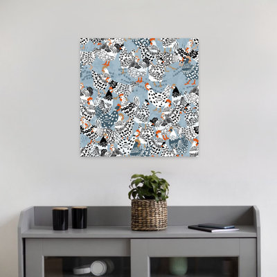 «Farmhouse Chickens», motif abstrait rustique, oiseau, paysage, nature, art mural