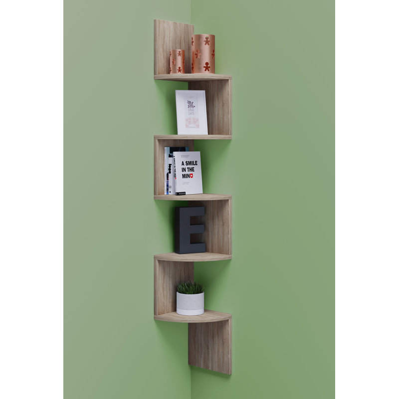 Seroud 123cm H x 19cm W Floating Bookcase, Sonoma oak
