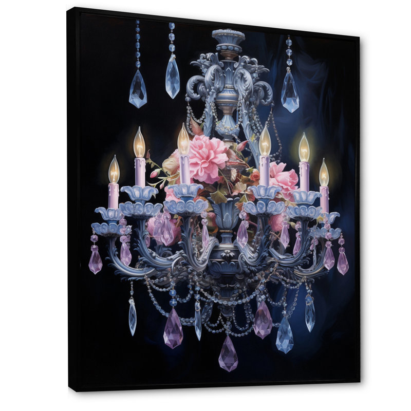 Reproduction sur toile de Fontclair Chandelier Harmony in Contrasts II, Cadre flottant noir, H 44 po x l 34 po x P 1,5 po