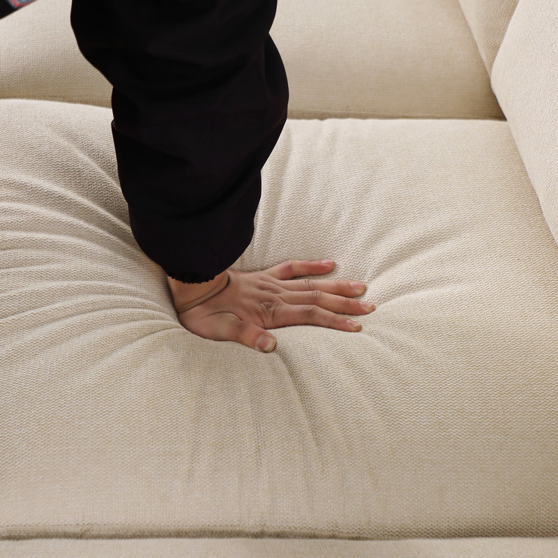 Canapé en chenille 84,65 po Brookelin, Chenille beige, H 33,86 po x l 84,65 po x P 34,65 po