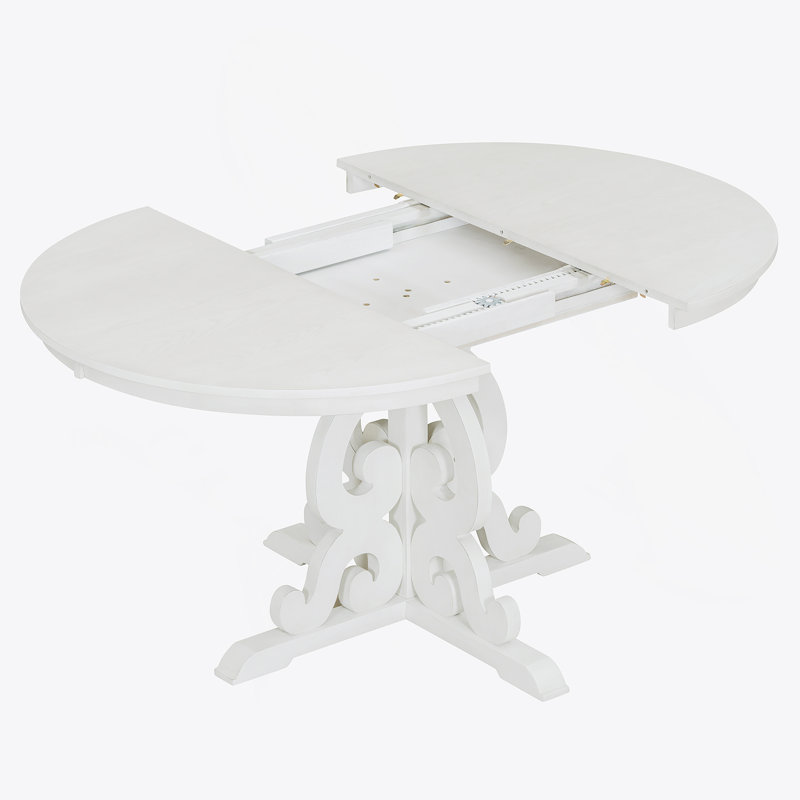 Ensemble de salle à manger 5 pièces, 1 table extensible avec une rallonge de 16 pouces (blanc antique), Blanc antique