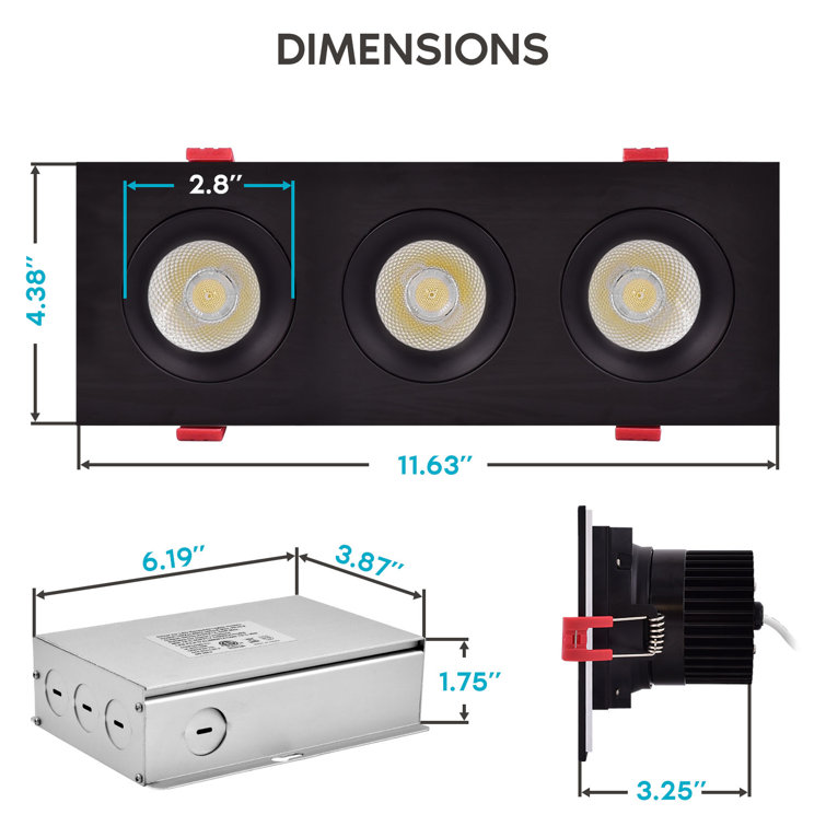11” Ultra Slim Selectable CCT New Construction IC LED Canless Recessed Lighting Kit