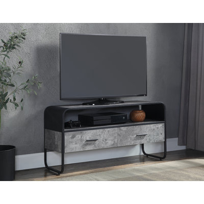 Meuble télé Raziela, gris béton et finition noire
