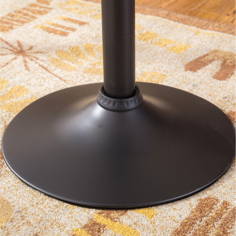 Table de bar à hauteur réglable avec plateau carré noir et 2 tabourets pivotants en cuir pivotant pour le bureau