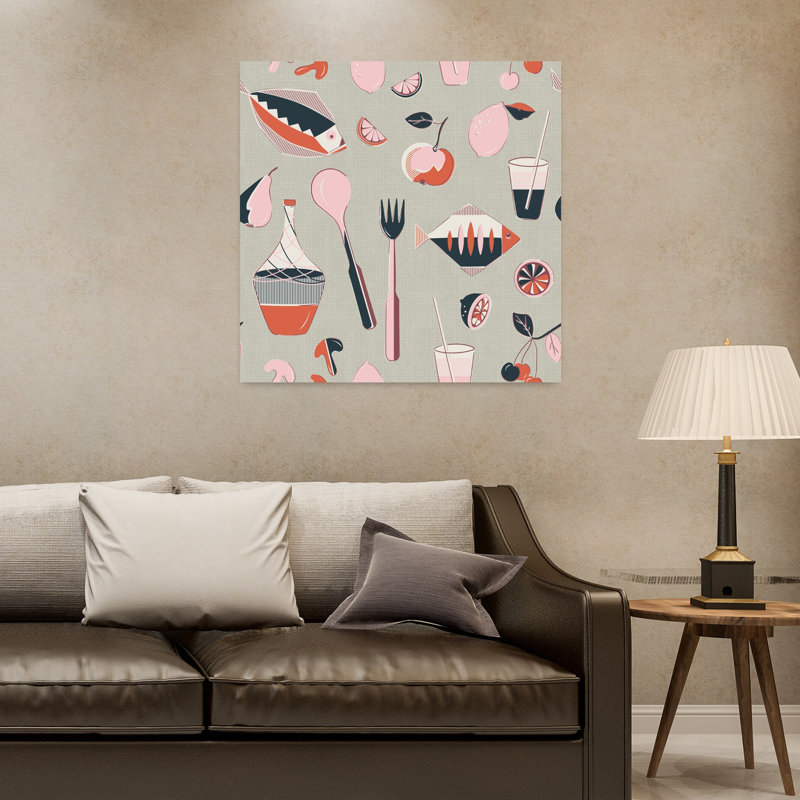 Art contemporain rétro, art rétro, H 32 po x l 32 po, Rose/rouge