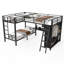 Twin XL Over Twin XL L-Shaped Metal Bunk Bed With Full Loft Bed, Desk And Wardrobe
