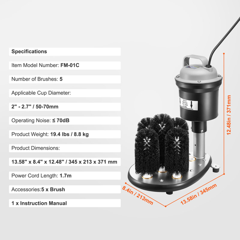 Nettoyeur de vitres électrique 5 brosses pour bar à verre 1200 tasses / h pour verre à vin