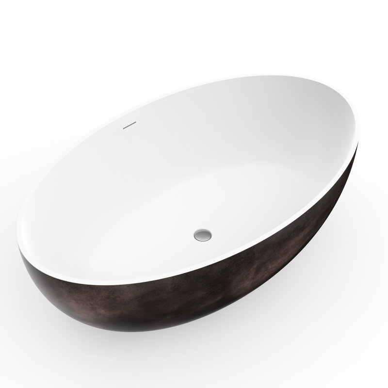 Baignoire de trempage autoportante à surface solide de 67 pouces, blanc mat et noyer, d'une seule pièce, idéale pour la salle de bain dans les hôtels avec surface 67 * 38,2 * 22, finition, espaces de conception simple