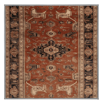 Machine Washable Persian Brown Area Rug