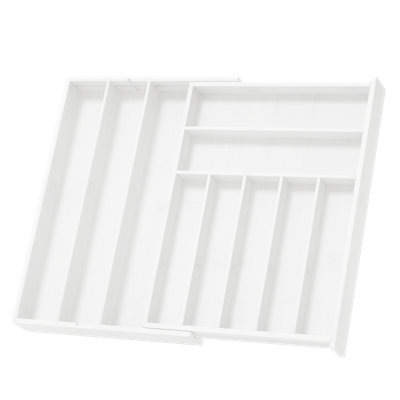 Organisateur de tiroir extensible en bambou avec étiquettes, porte-ustensiles de cuisine à 10 fentes pour le rangement des couverts, des couverts et des couteaux