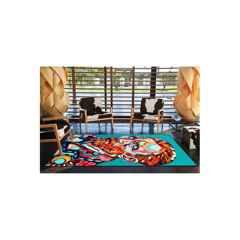 Tapis moderne tissé à motif bleu pour homme, Rectangle 2 pi 4 po x 4 pi