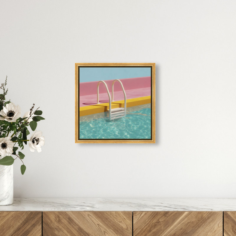 Poolside Symmetry I Print by Oliver Gal, 13"H x 13"W, Gold Floater Frame