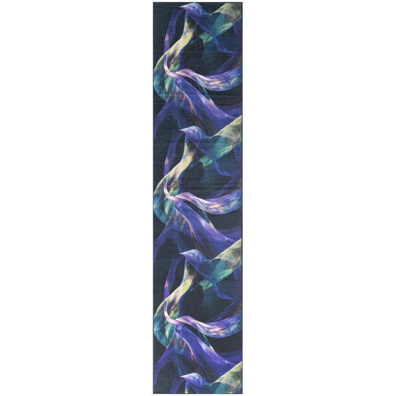 Ivy Bronx Washables Blue Multicolor Modern Indoor Rug, Runner 2'2" x 8'