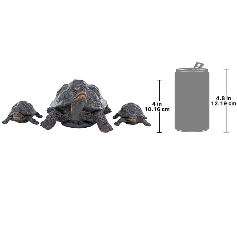 Realistic Resin Turtle Family Garden Statues in Dark Brown