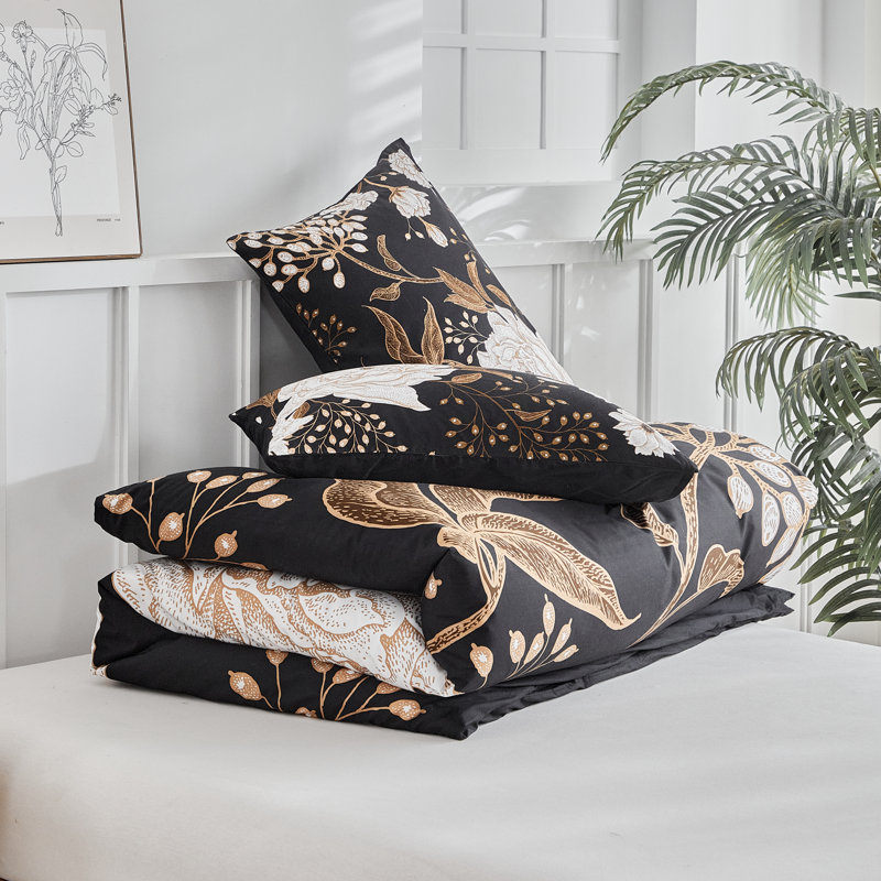 All-Season Boho Fluffy Floral Microfiber Comforter Set, Full Comforter + 2 Standard Pillowcases, Floral 7