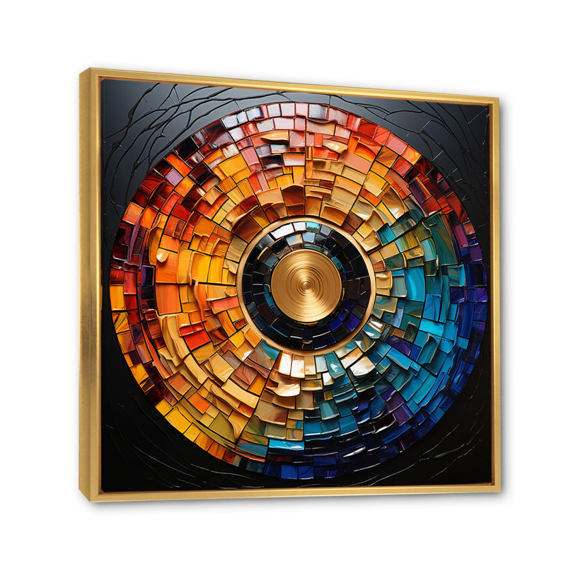 Colorful Vinyl Record Vinyl Mosaic II - Vinyl Records Framed Prints, Gold, 36" H x 36" W, Floater Framed