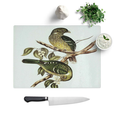 Tempered Glass Cat Birds Chopping Board