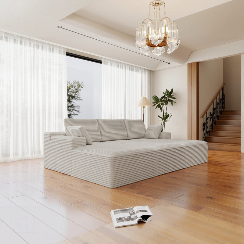 Canapé modulaire 98,4 * 68,9 po, canapé rembourré et compressé pour salon, chambre à coucher, appartement, sans assemblage requis, combinaison gratuite de 4 PC