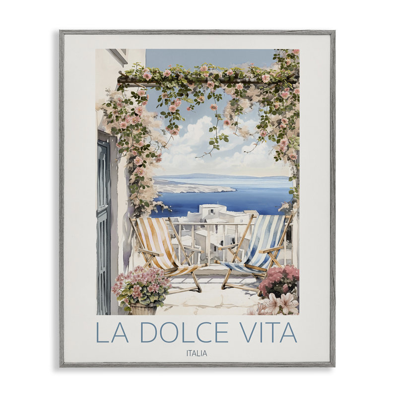 Estampe numérique côtière italienne, vue par CAD Designs, Giclée de ferme grise encadrée, H 30 po x l 24 po
