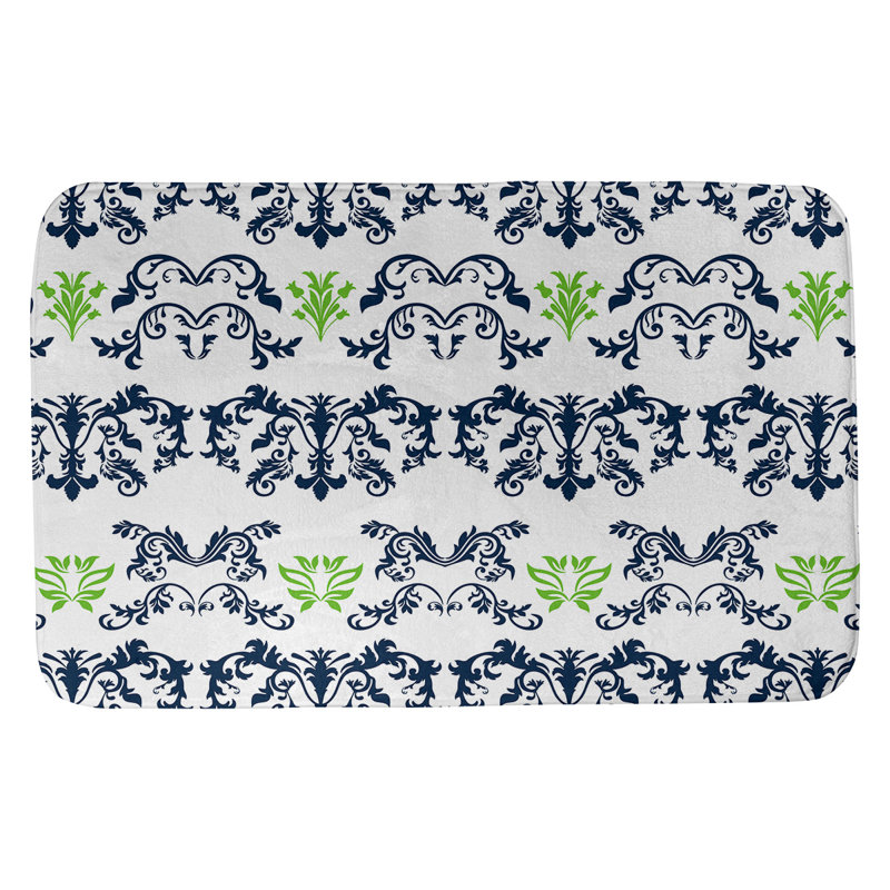 Tapis pour salle de bain Seattle Football Baroque, l 17 po x L 24 po, Bleu marine université / blanc / vert action