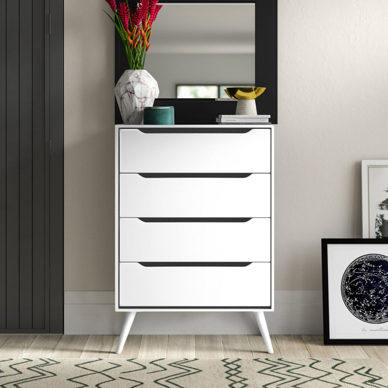 Commode 4 tiroirs Aliyha, Blanc