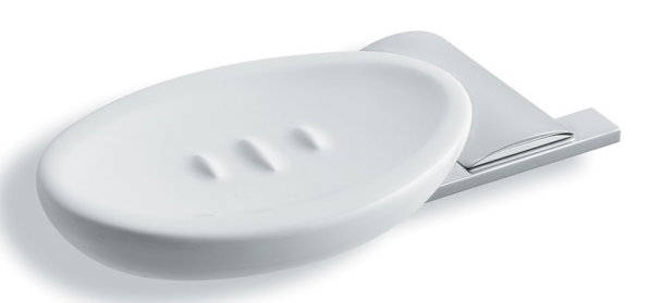 Aria Soap Dish, Black and Chrome