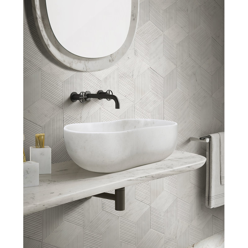 Lavabo vasque de salle de bain avec trou de drain pré-percé, Blanc