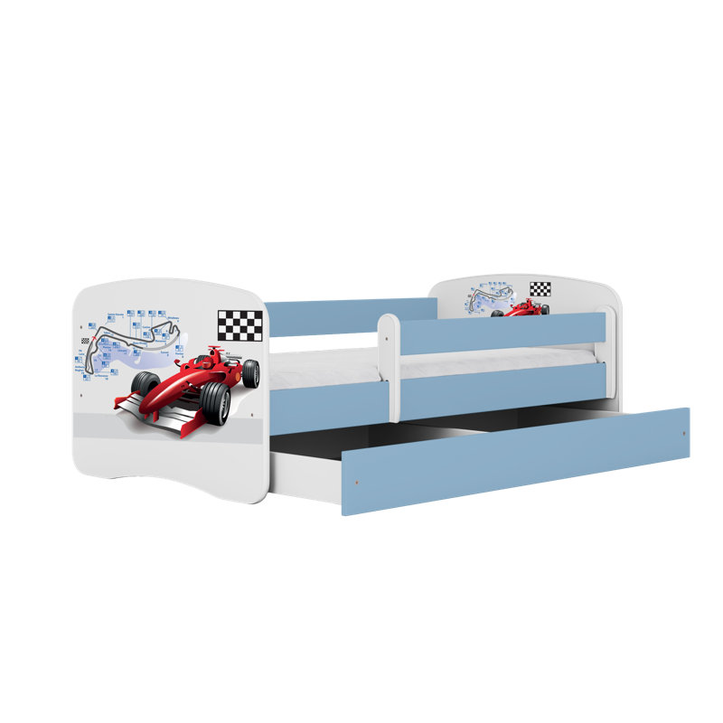 Cicero Drawer Bed and Mattress, Toddler (70 x 140 cm), Blue/​White