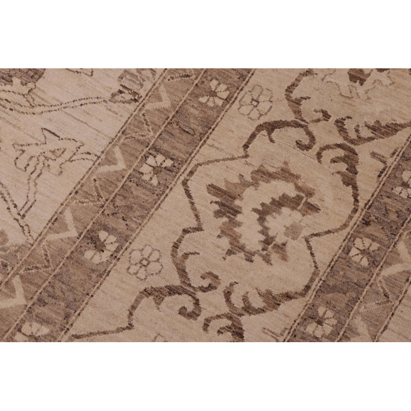 Laine beige oriental noué à la main 9 pi 6 po x 12 pi 6 po Dorr Oriental