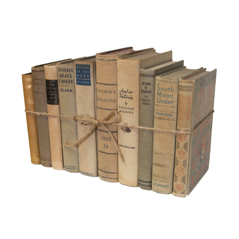 Livres décoratifs - Ensemble de livres Vintage Driftwood - 1 pied de livres brun clair