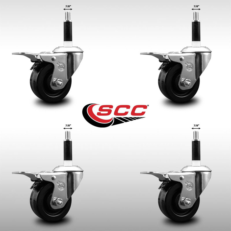 Ensemble de roulettes extensibles pivotantes 3 po SS 7/8 pouces