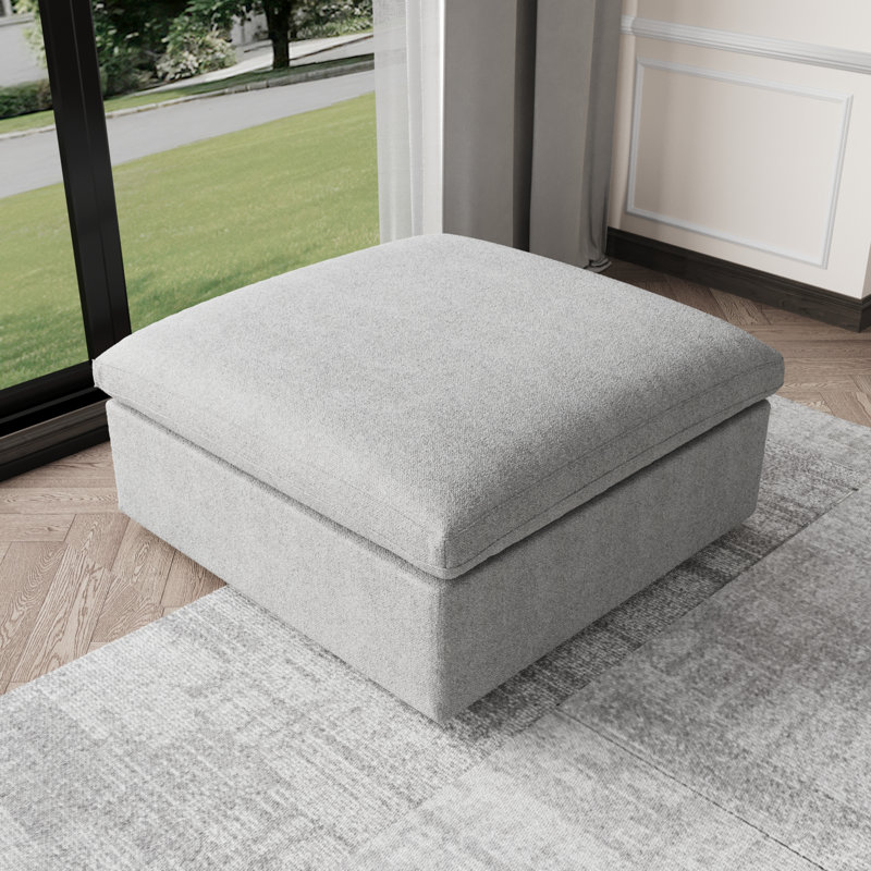 Kenda 40.15" Upholstered Slipcovered Ottoman, Grey