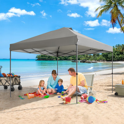 Sunjoy 10 ft. W x 10 ft. D Portable Pop-Up Gazebo with Detachable LED Light and Storage Bag,  Gray