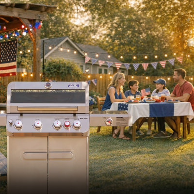 Monument Grills Mesa 415BZ, 4+1 Burner Liquid Propane Infrared Gas Grill with Side Burner and Cabinet, 62,000 BTU – Perfect for Family BBQs