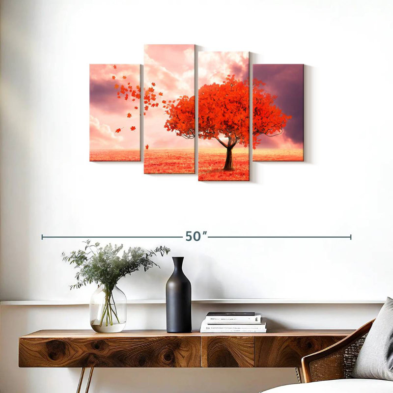 Harnek, paysage d'automne rouge, H 22 po x l 36 po