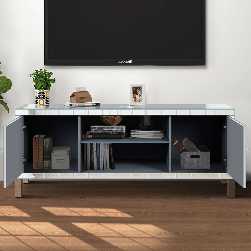 Meuble télé avec miroir pour téléviseur de 65 pouces et plus