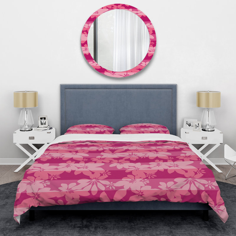 Pink Microfiber 3 Piece Duvet Cover Set, King Duvet Cover + 2 King Shams