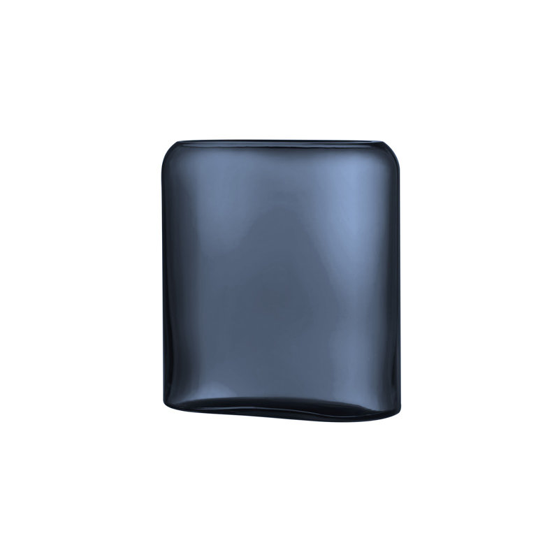 Vase de table en cristal sans plomb 12,8 po Layers, 10.87" H x 10.28" W x 10.28" D, Bleu acier