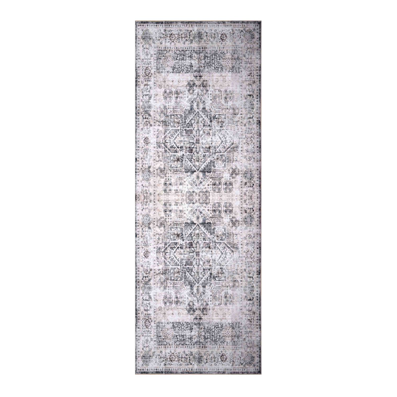 Winston Porter Grey/Soft Taupe Machine Washable Area Rug – Non-Slip, Stain Resistant, GRS Certified, for Bedroom, Living & Dining
