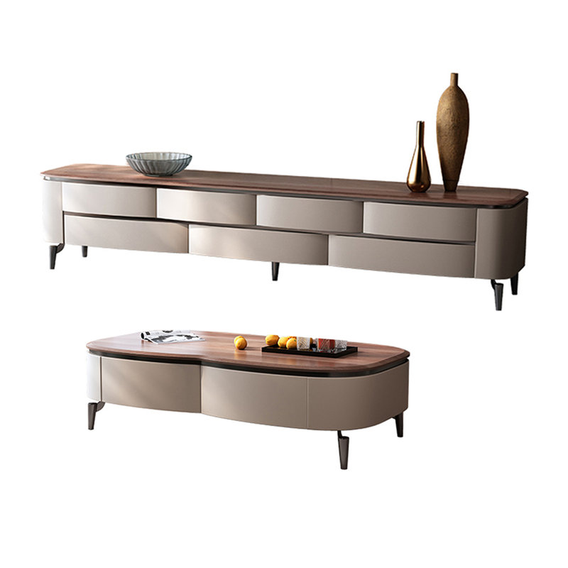 TV Stand and Coffee Table Set with Large Storage