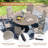 Patio dining set with 53" Round Dining Table and 6 PVC-coated polyester Swivel Chairs-1547243654