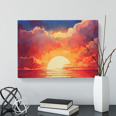 XXX-H1022-WF-10120X Welcoming Sunset Seascape - Wrapped Canvas Painting