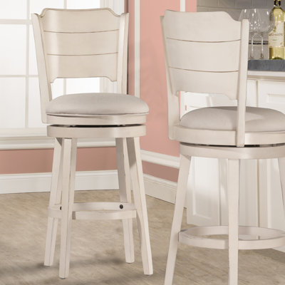 Authement Swivel Upholstered Counter Stool with Solid Wood Frame