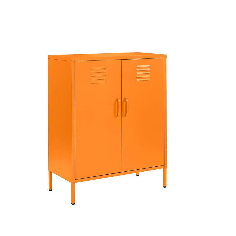 Nanticoke Metal Sideboard 2 Door Retro Industrial Chest Drinks Cabinet, Orange